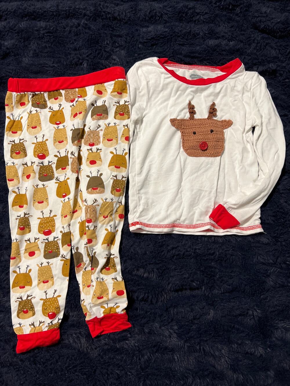 Mud Pie 3T Bamboo Pajama Set Reindeer Christmas 2PC Viscose NWOT Toddler